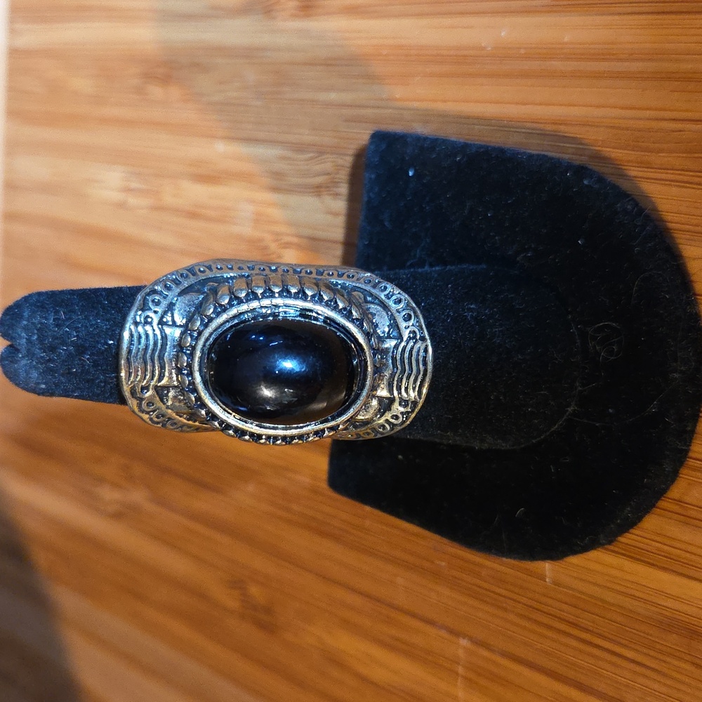 Bronze Black Onyx Tribal Ring 8
